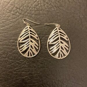 Silver tropical leaf earrings